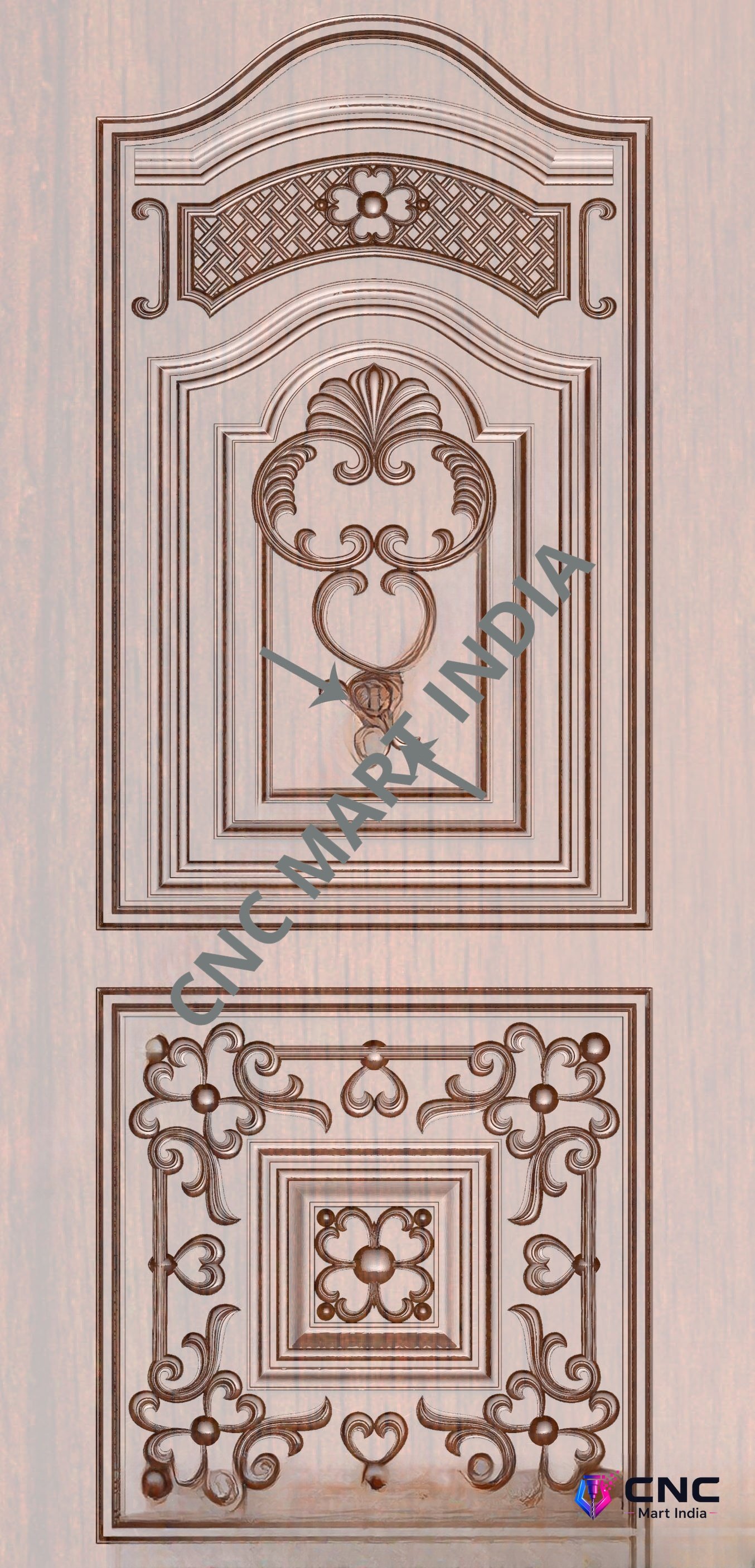 Arch - ARCH-07 Traditional Victorian Floral Carved Door 3D Model